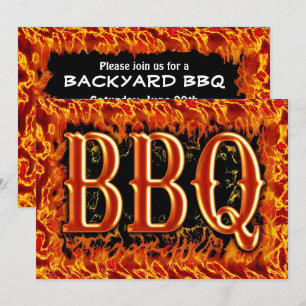 Dîner barbecue Flames réalistes Invitations
