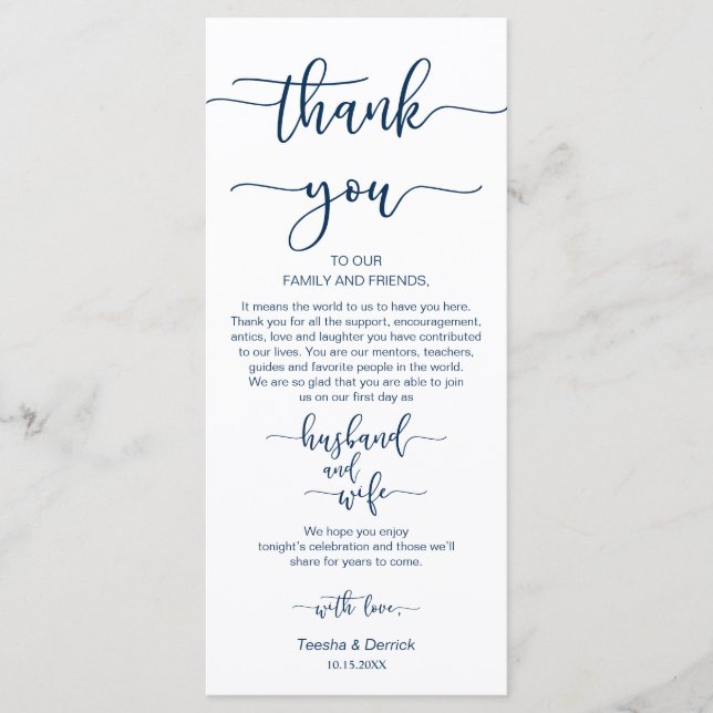 Dîner Cadre Merci, Bleu Marine, Cartes (Devant)