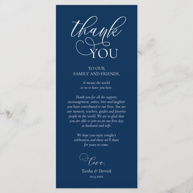 Dîner Cadre Merci, Carte Bleue Marine (Devant)