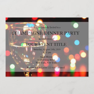 Dîner Champagne Soirée Bokeh Lumières Invitations