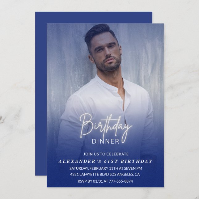 Dîner d'anniversaire 61e invitation Photo Hommes (Devant / Derrière)