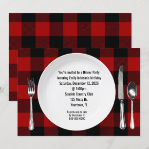 Dîner d'anniversaire Buffalo Plaid Invitation
