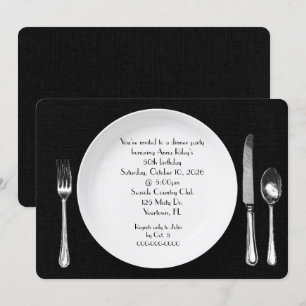 Dîner d'anniversaire Invitation sur noir