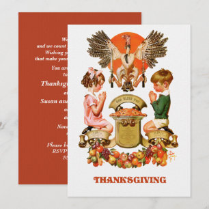 Dîner d'art vintage Thanksgiving Invitation