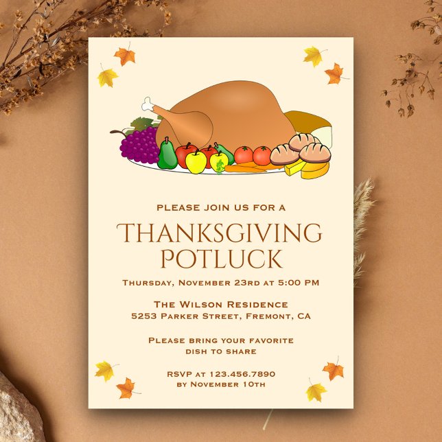 Dîner de dinde | Invitation au potluck de Thanksgi (Créateur téléchargé)