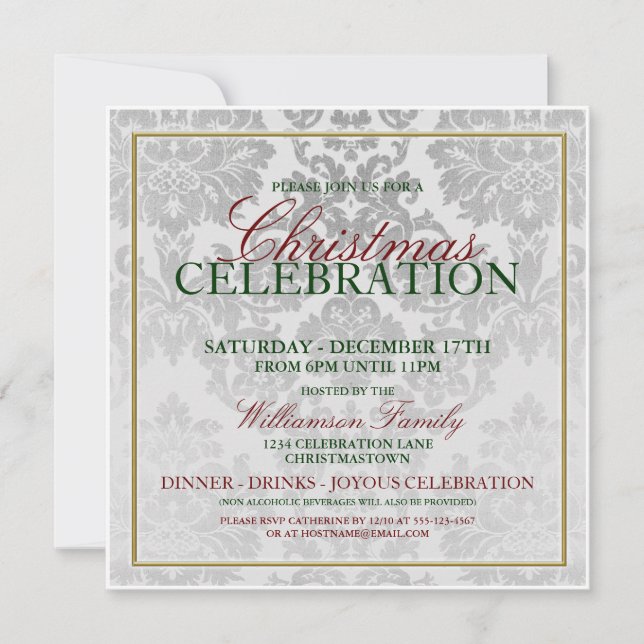 Dîner de fête de Noël Invitation (Devant)