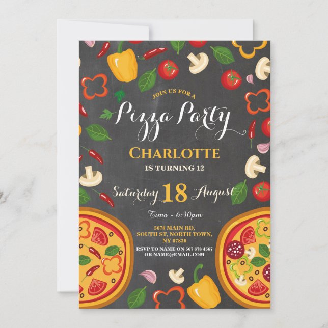 Dîner de fête de pizza Anniversaire Invitation (Devant)