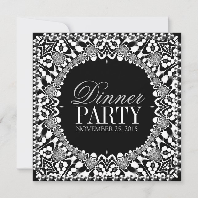 Dîner de Fusion Tribale Noir Blanc Invitation (Devant)