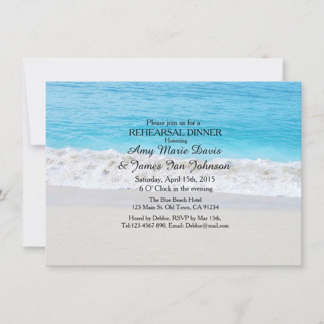 Dîner de mariage plage plage invitations plage1 (Devant)