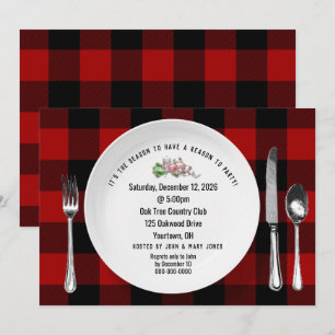 Dîner de Noël Buffalo Plaid Invitation