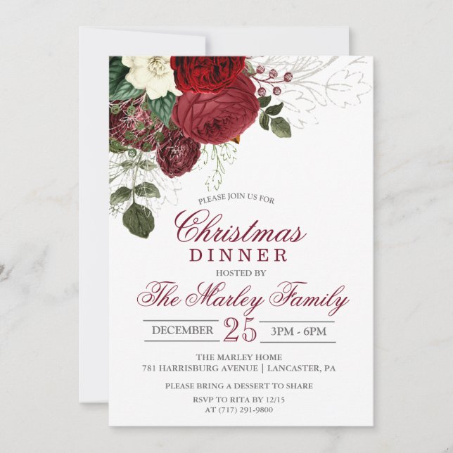 Dîner de Noël Fête Invitation (Devant)