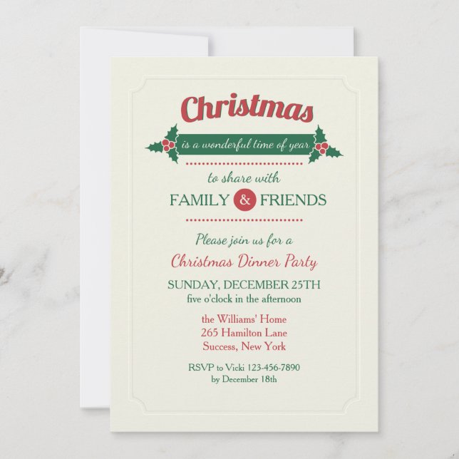 Dîner de Noël Invitation (Devant)