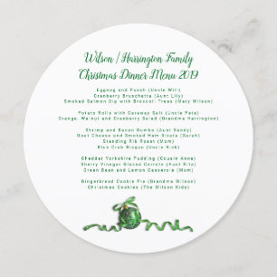 Dîner de Noël Menu Famille Snowflakes Round