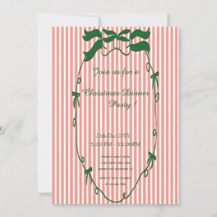 Dîner de Noël vert Whimsical Invitation