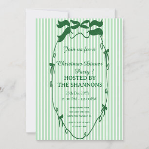 Dîner de Noël vert Whimsical Invitation