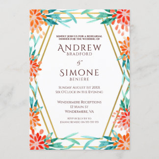 Dîner de répétition Art Déco Aquarelle Invitation