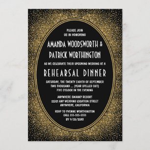 Dîner de répétition Art déco noir & or Invitations