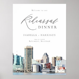 Dîner de répétition BALTIMORE Skyline Affiche de b