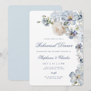 Dîner de répétition bleu Dusty Invitation