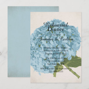 Dîner de répétition Blue Hydrangea Invitation