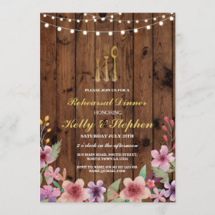 Dîner de répétition Cutlery Gold Lights Invitation