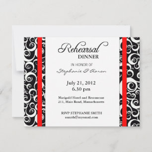 Dîner de répétition Damask Swirl Carte en rouge