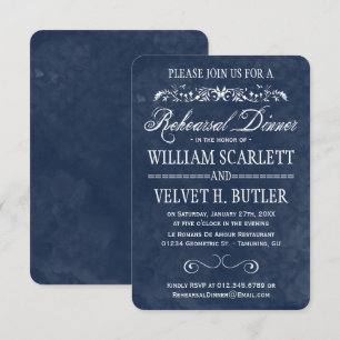 Dîner de répétition d'aquarelle bleue Invitations