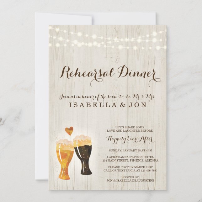 Dîner de répétition de brasserie Invitation | Bièr (Devant)