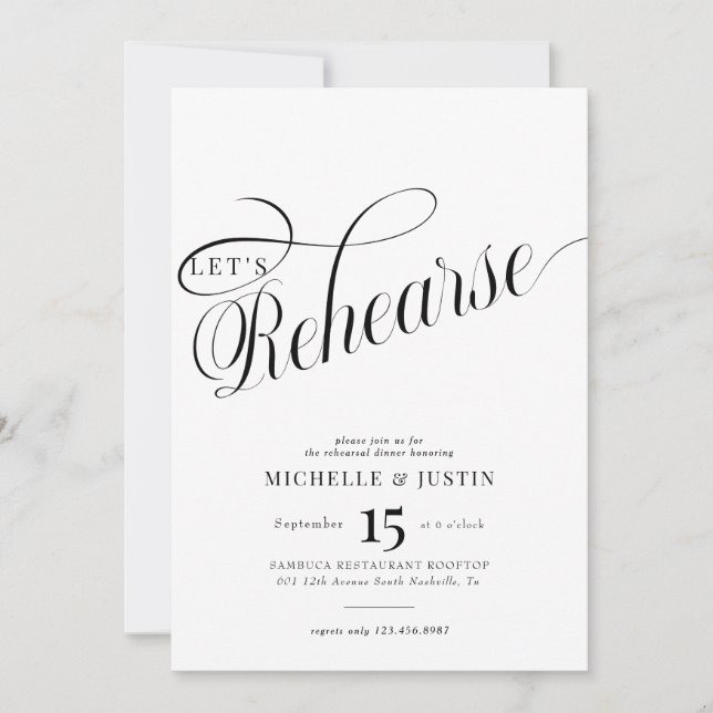 Dîner de répétition de calligraphie Invitation (Devant)