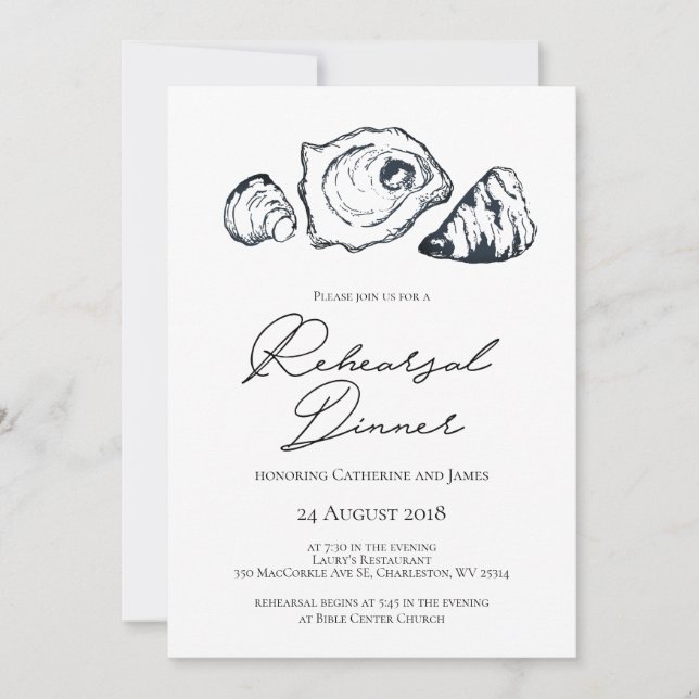 Dîner de répétition de huître Invitation (Devant)