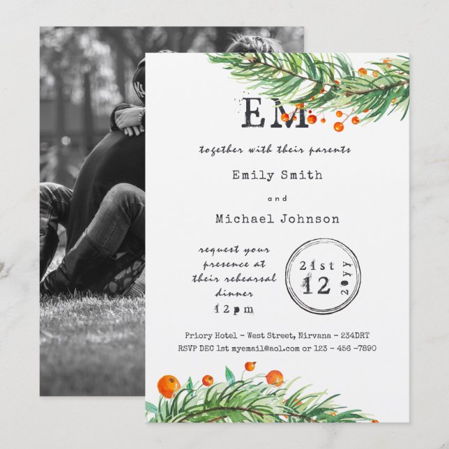Dîner de répétition de Noël rustique Invitations A (Devant / Derrière)