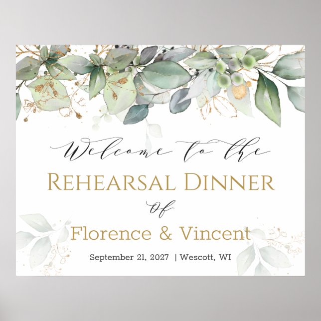 Dîner de répétition de verdure Affiche de bienvenu (Devant)