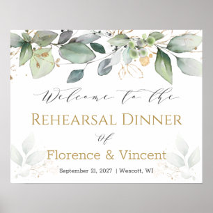 Dîner de répétition de verdure Affiche de bienvenu