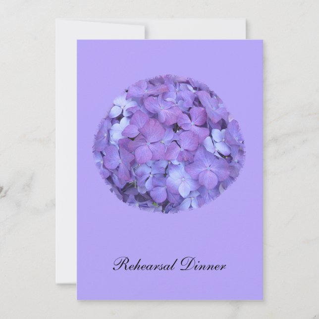 Dîner de répétition d'Hydrangea violet Invitation (Devant)