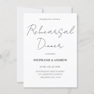 Dîner de répétition Faire-part de mariage noir et 