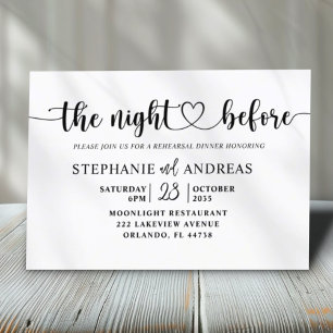 Dîner de répétition Faire-part de mariage noir et 