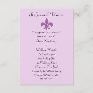 Dîner de répétition Fleur de Lise Invitation Lilac