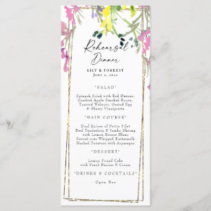 Dîner de répétition Fleur sauvage colorée Menu