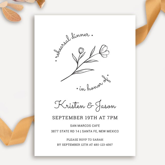 Dîner de répétition fleur sauvage Invitation (Wildflower Rehearsal Dinner Invitation by Fiesta Valley Print)