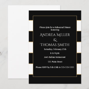 Dîner de répétition Invitation Black White Stripes