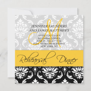 Dîner de répétition Invitation Damask Monogramme j