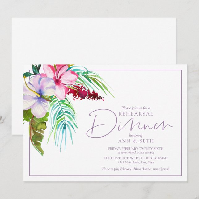 Dîner de répétition Invitation florale tropicale (Devant / Derrière)