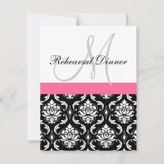 Dîner de répétition Invitation Monogramme Damask P (Devant)