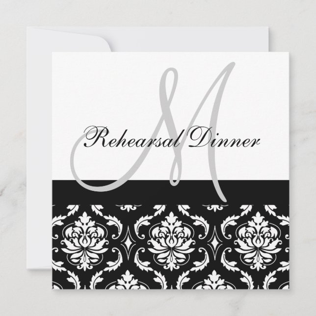 Dîner de répétition Invitation Monogrammes Noms Da (Devant)