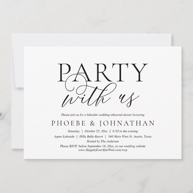Dîner de répétition mariage avec nous Invitation (Devant)