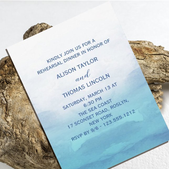 Dîner de répétition Mariage de mer Invitation (Sea Wedding Rehearsal Dinner Invitation. Our coastal chic design for summer weddings.)