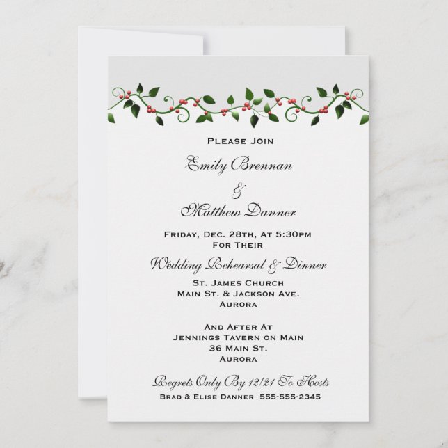Dîner de répétition Mariage de vacances Invitation (Devant)