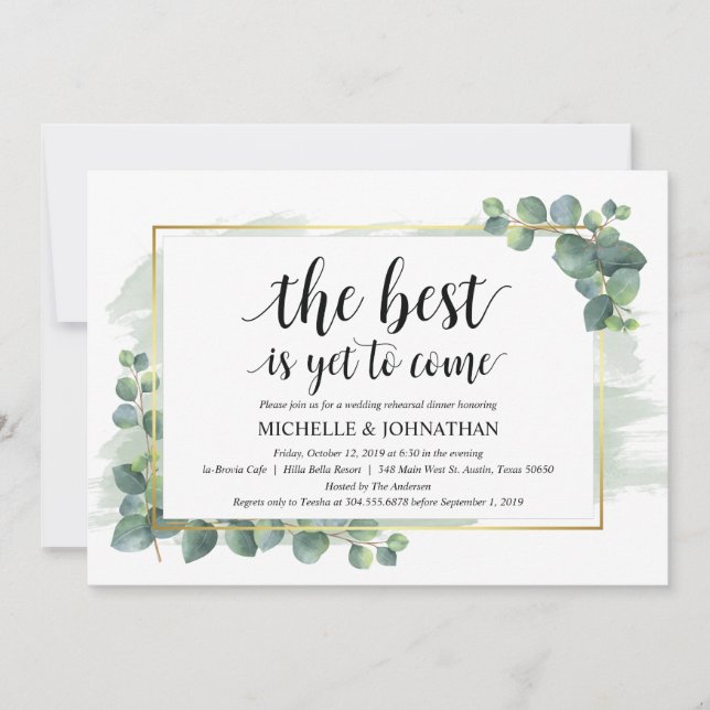 Dîner de répétition Mariage Eucalyptus Invitation (Devant)