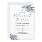 Dîner de répétition Mariage Floral bleu Invitation
