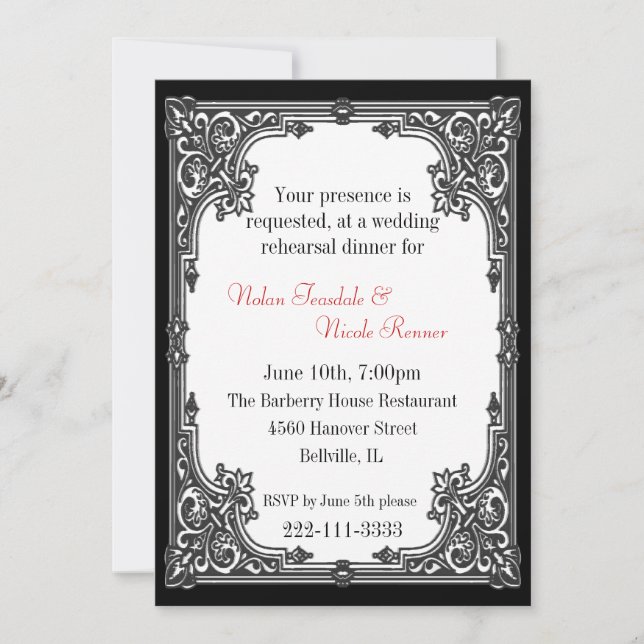 Dîner de répétition Mariage gothique Invitation (Devant)